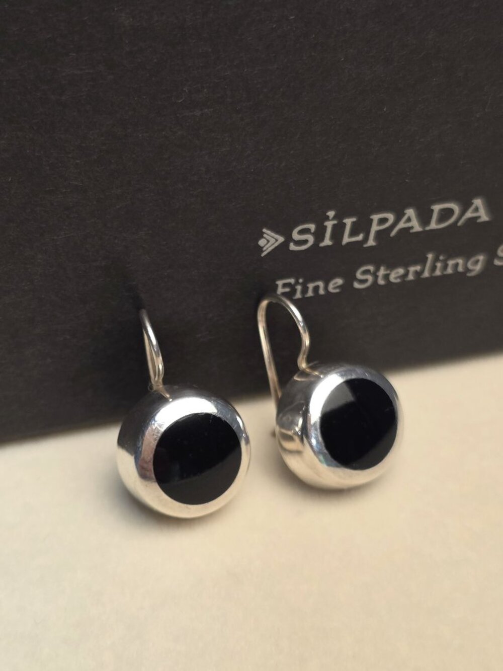Silpada W0303 Chunky Round Black Onyx Sterling Silver Earrings